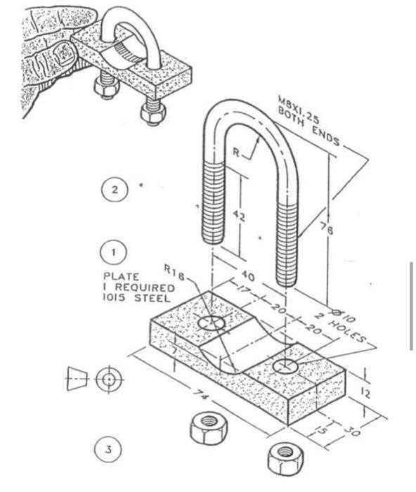 3D CAD ������ϰ U ����˨�ܼ�/Abrazadera de tube con perno en U/Autodesk Inventor Pro