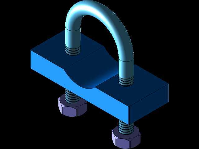 3D CAD ������ϰ U ����˨�ܼ�/Abrazadera de tube con perno en U/Autodesk Inventor Pro