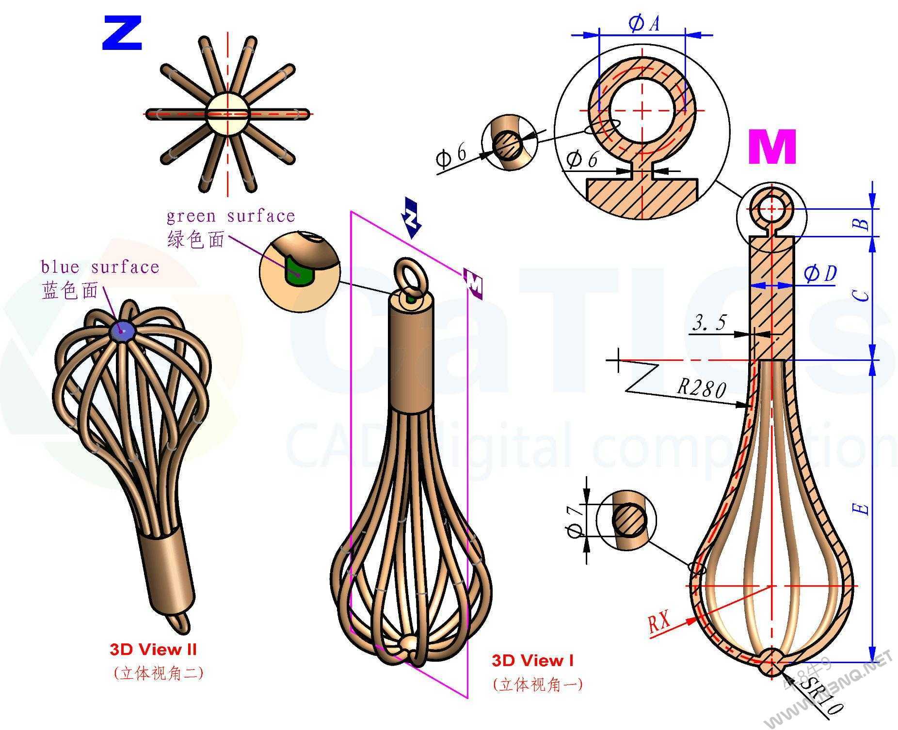 3D CAD 基础练习 / CATICS 3D19-TK17/ Autodesk Inventor Pro
