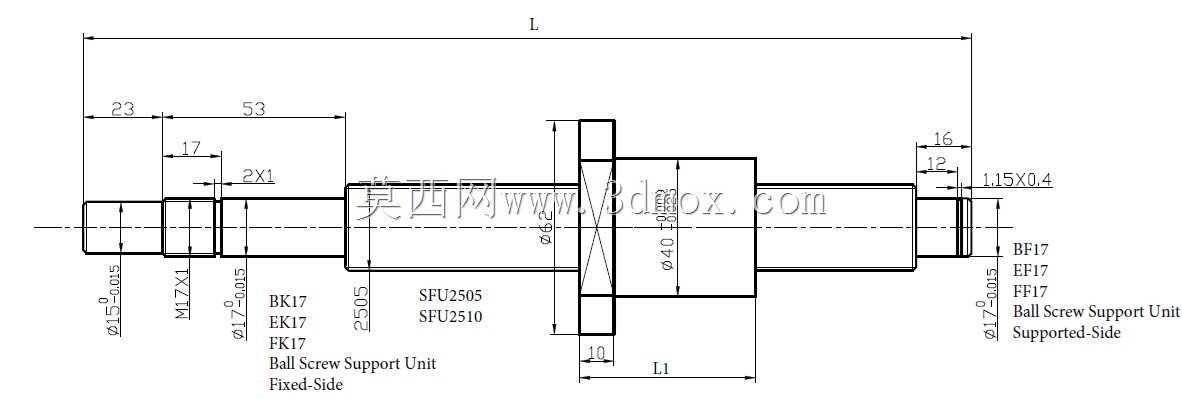 SFU2505球螺钉(Fusion 360型号) - 可自定义