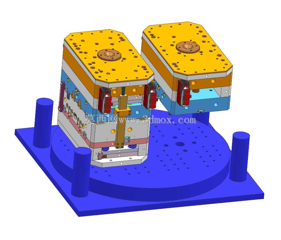 注塑模具-旋转双色模具图