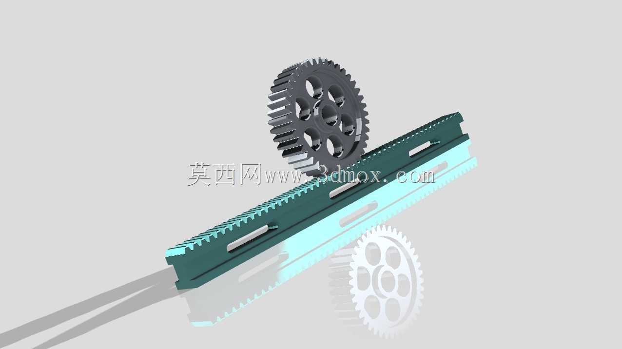 动画。矩形齿条和小齿轮。