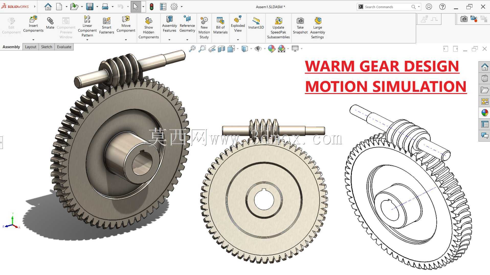 在 Solidworks Assembly 中设计蜗轮