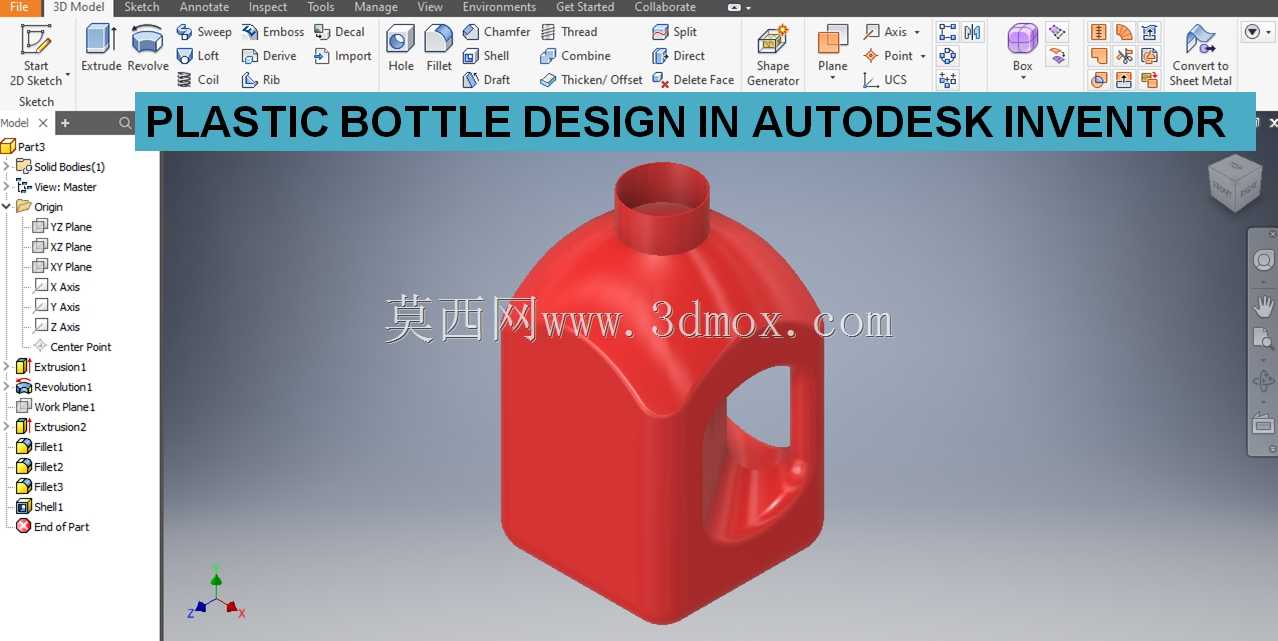 Autodesk Inventor中的水瓶|| Autodesk Inventor教程|| Inventor教程||塑料零件