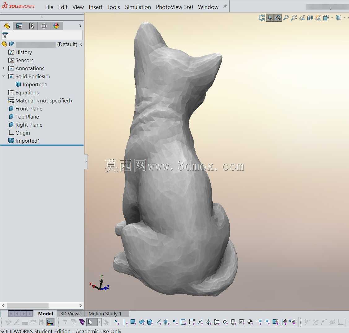 GrabCAD 的宠物猫 - 低多边形 - SolidWorks 和 OBJ