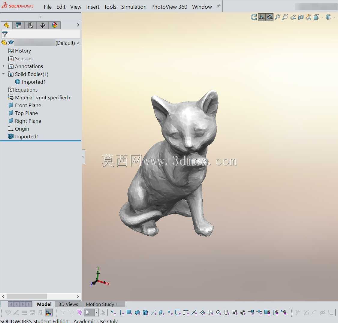GrabCAD 的宠物猫 - 低多边形 - SolidWorks 和 OBJ