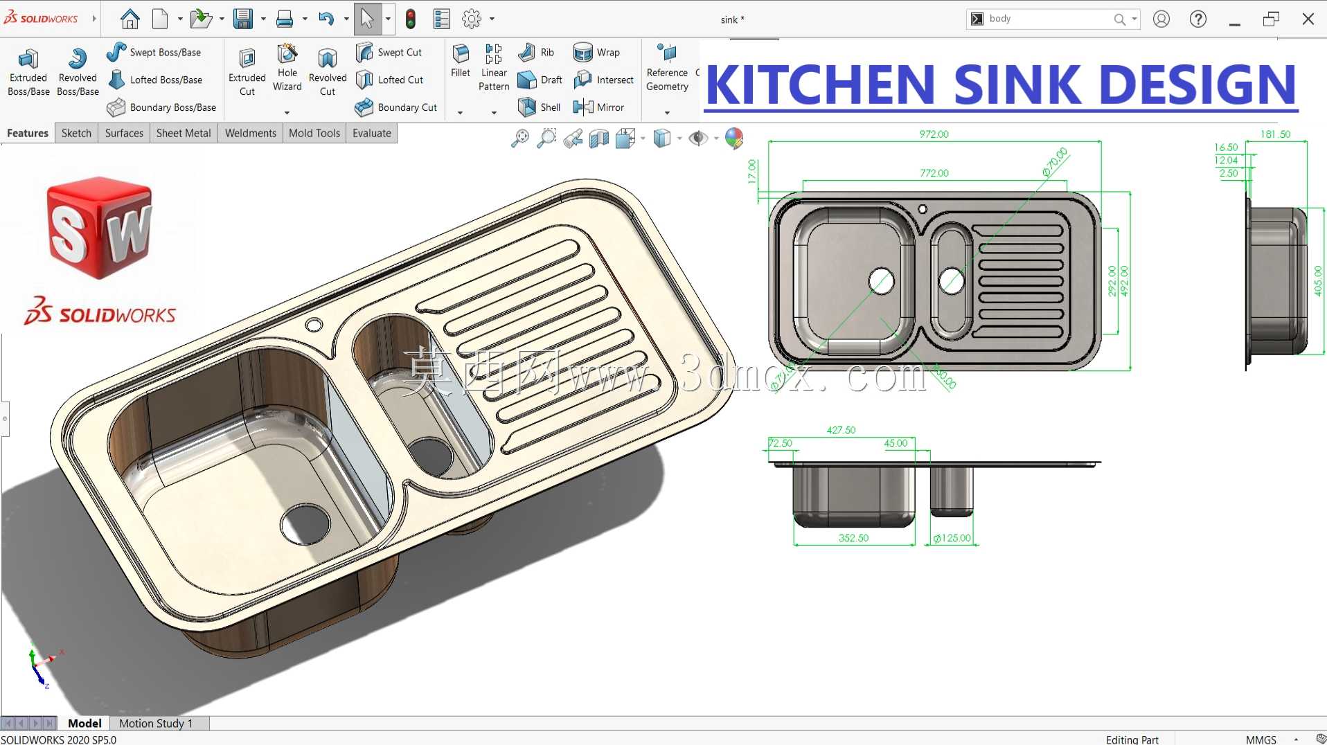 Solidworks 教程 | 如何在 Solidworks 中设计厨房水槽