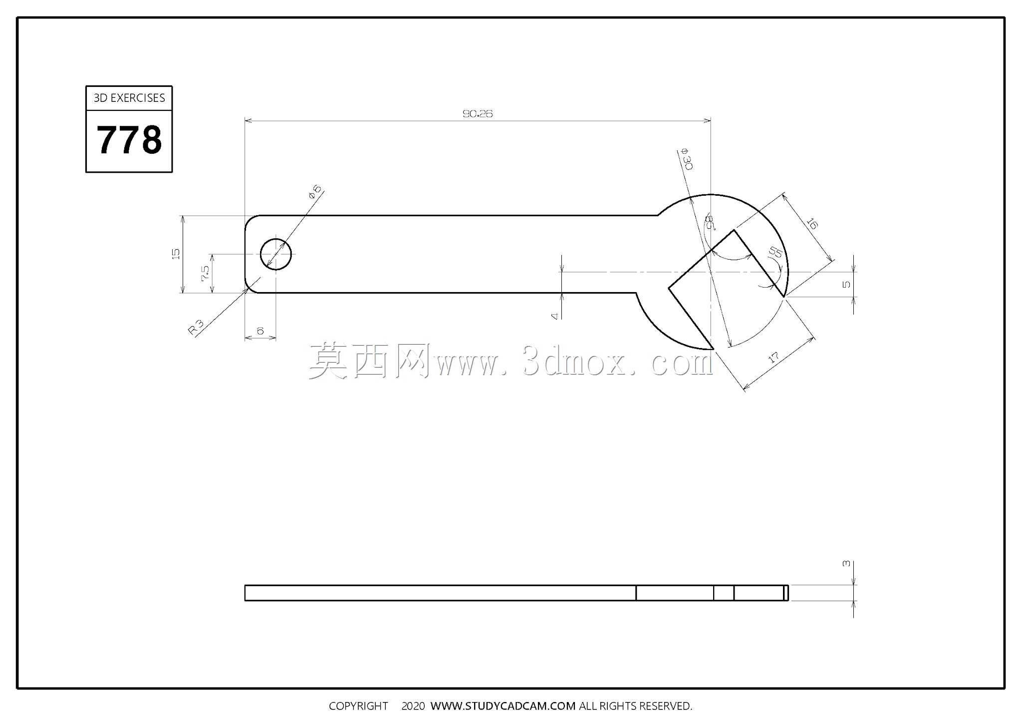 Studycadcam三维CAD练习778/扳手/扳手/Lave/Autodesk Inventor Pro