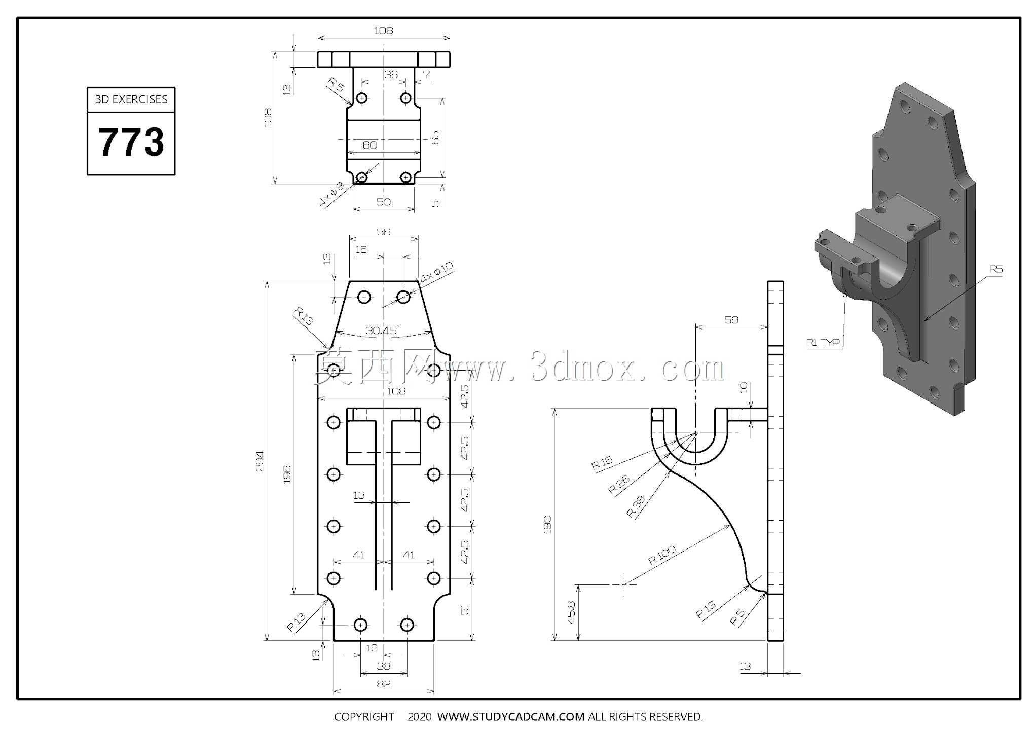 Studycadcam三维CAD练习773/支架/Soporte/Autodesk Inventor Pro