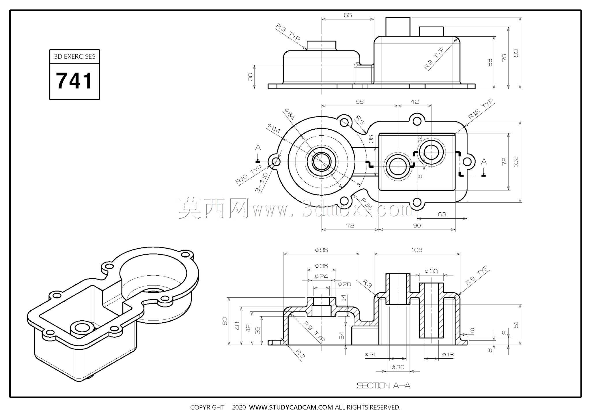 Studycadcam三维CAD练习741/Autodesk Inventor Pro