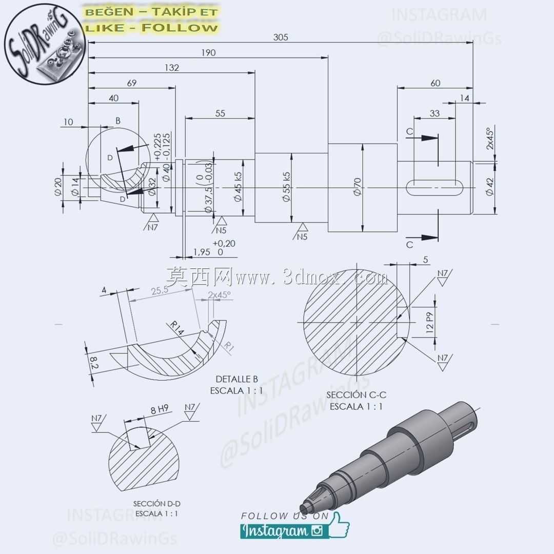 3D CAD基础练习/活塞泵轴/Eje de Bomba de Pistones/Autodesk Inventor Pro