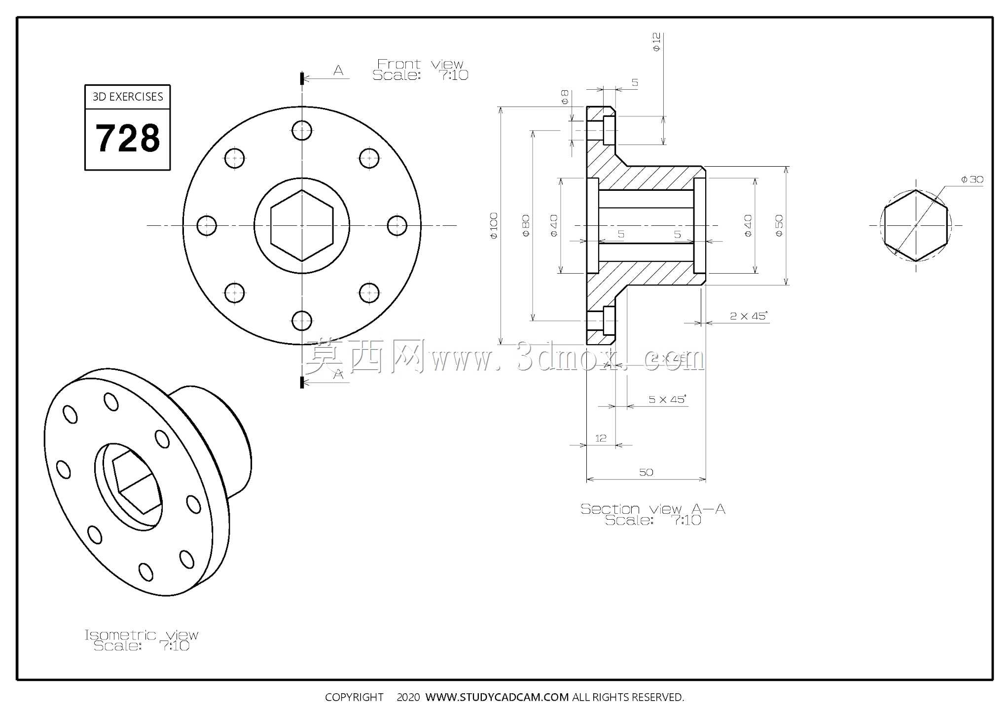 Studycadcam三维CAD练习728/Autodesk Inventor Pro