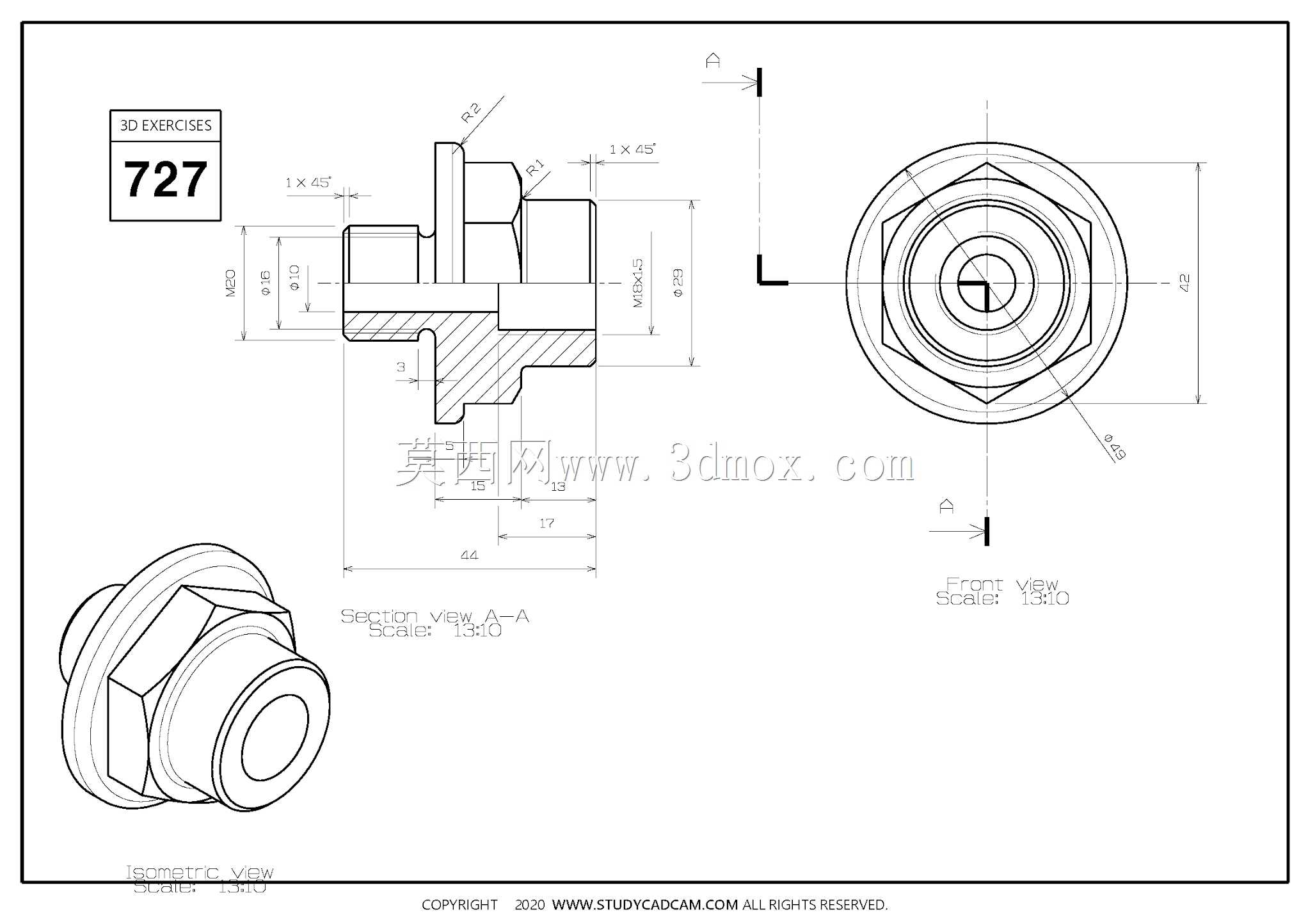 Studycadcam三维CAD练习727/Autodesk Inventor Pro