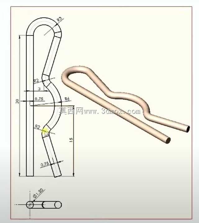三维CAD基本练习/开口销/帕萨多·德·查维塔/Autodesk Inventor Pro