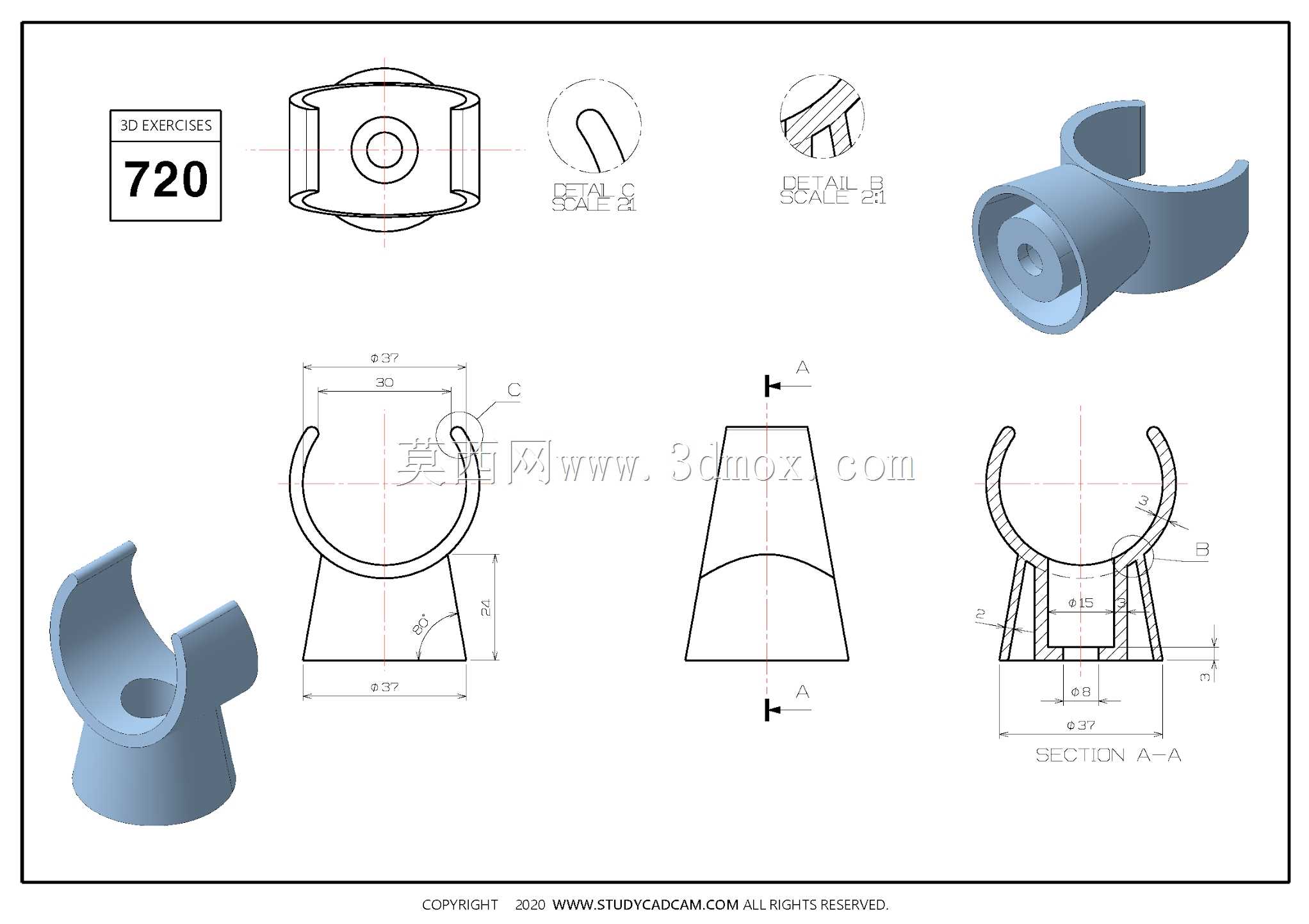Studycadcam三维CAD练习720/Autodesk Inventor Pro