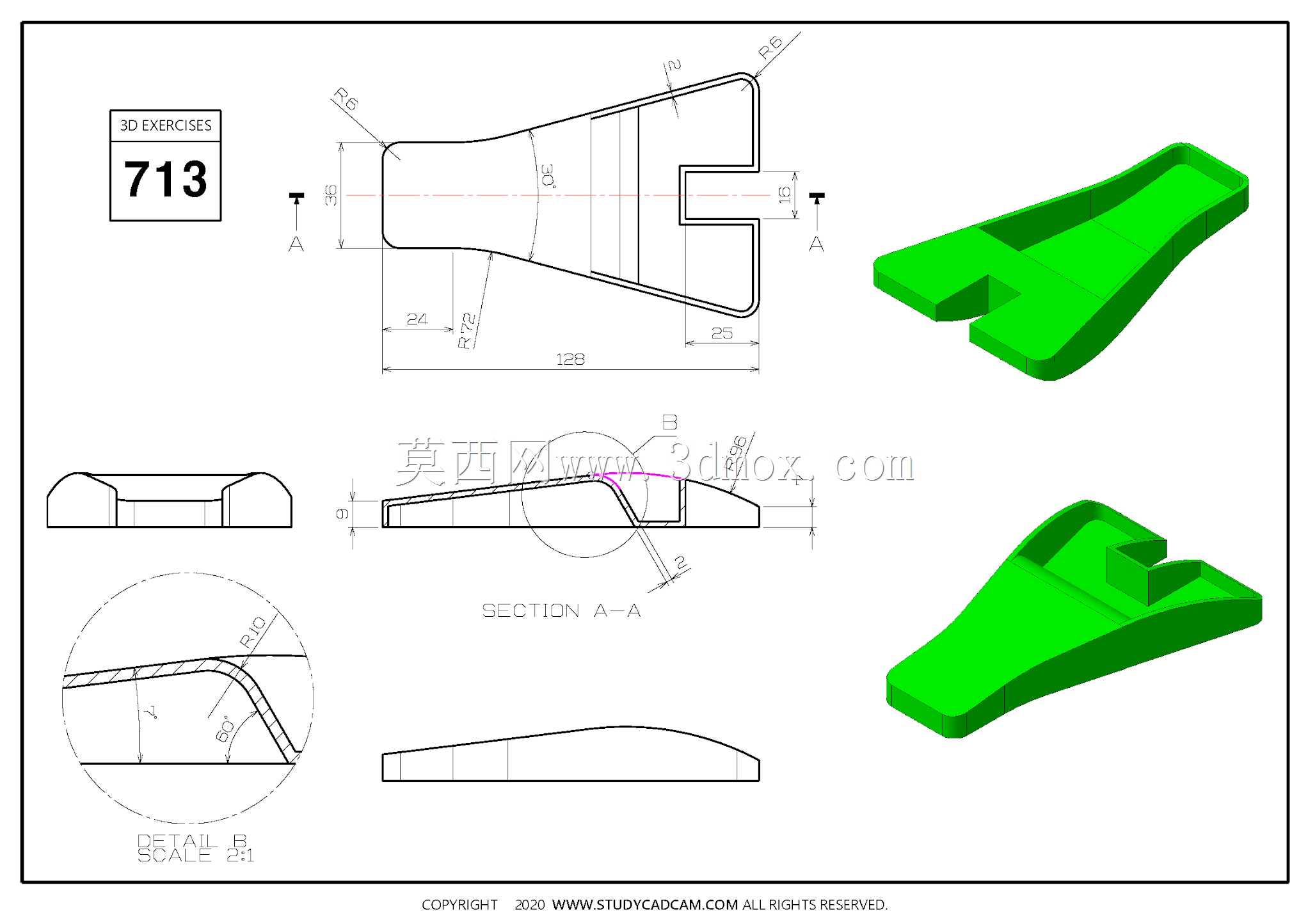 Studycadcam三维CAD练习713/CATICS 3D06-H04/Autodesk Inventor Pro