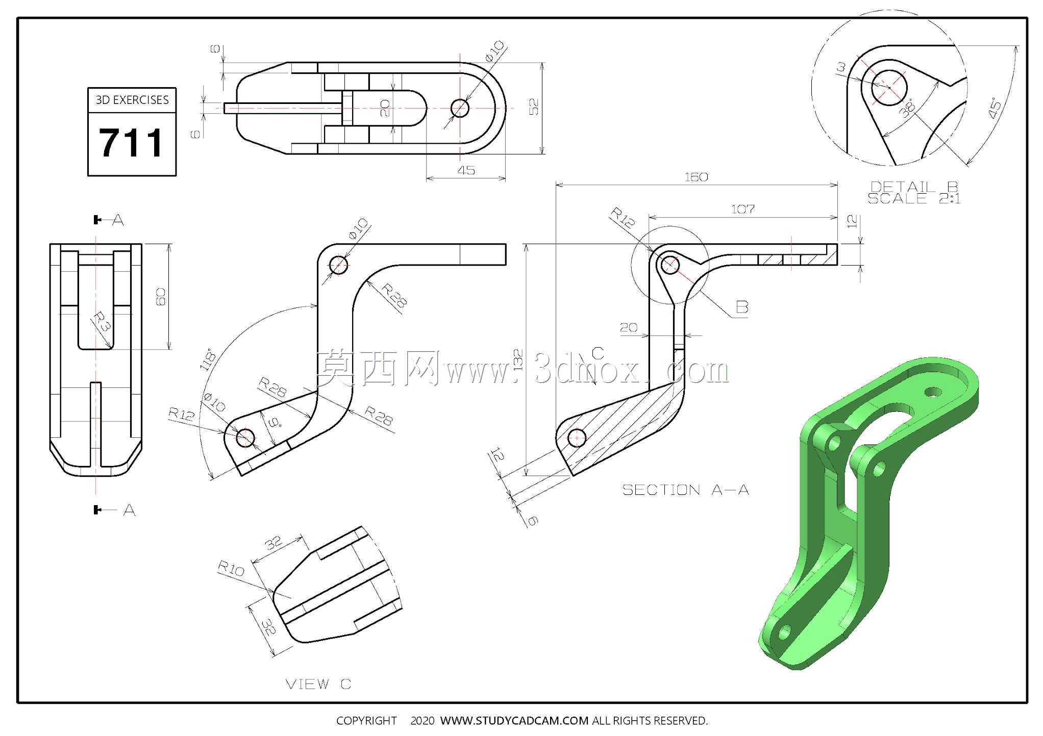 Studycadcam��άCAD��ϰ711/CATICS 3D06-H03/Autodesk Inventor Pro