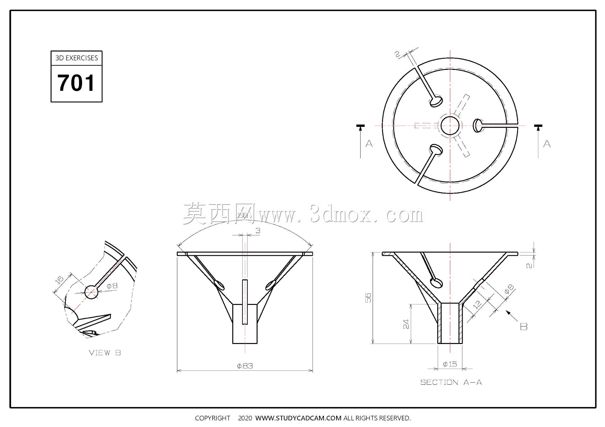 Studycadcam三维CAD练习701/Autodesk Inventor Pro
