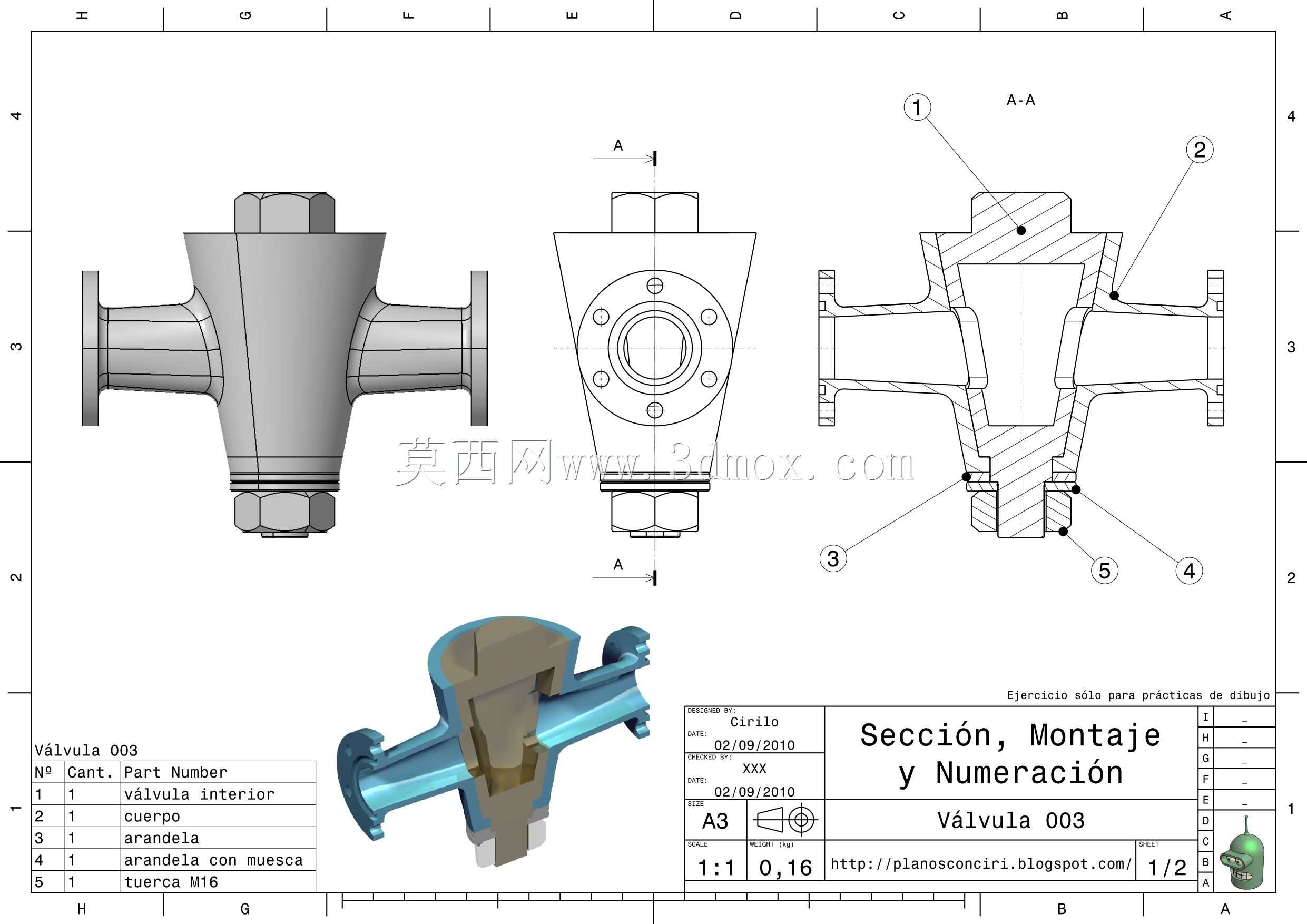 3D CAD������ϰ/������/V��lvula de descarga/Autodesk Inventor Pro