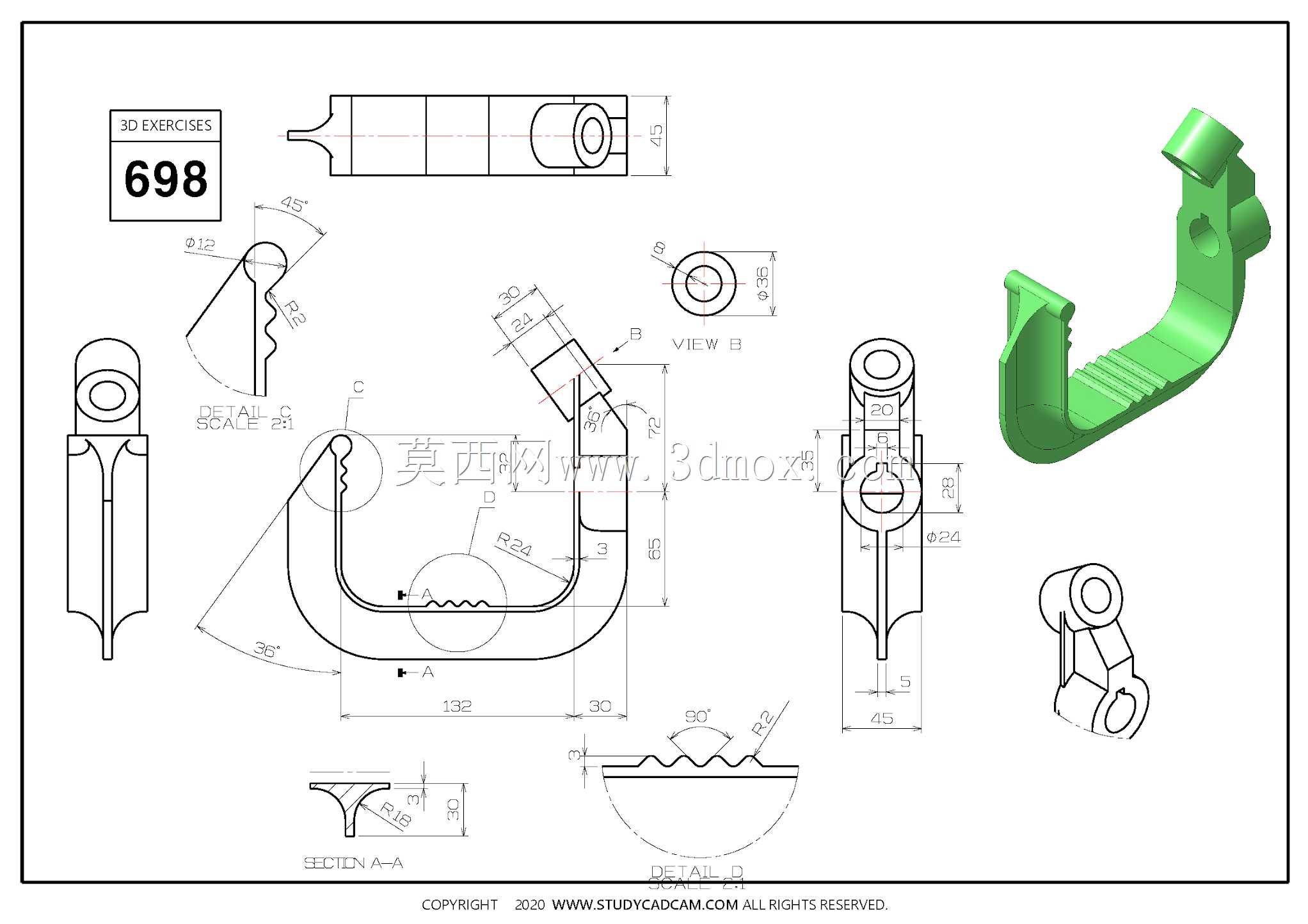 Studycadcam三维CAD练习698/Autodesk Inventor Pro