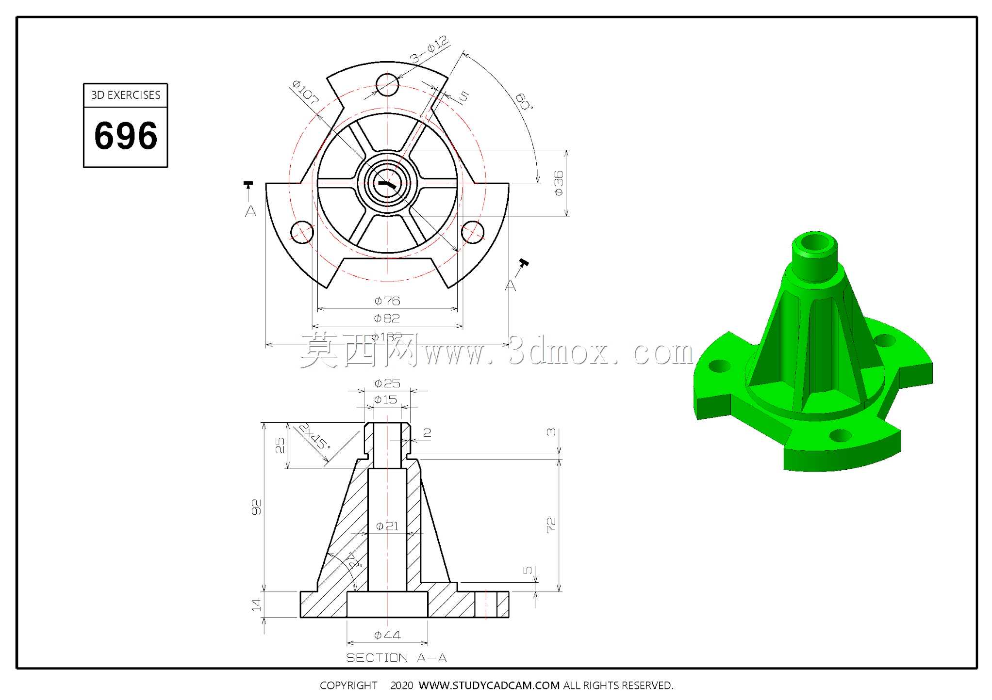 Studycadcam三维CAD练习696/Autodesk Inventor Pro
