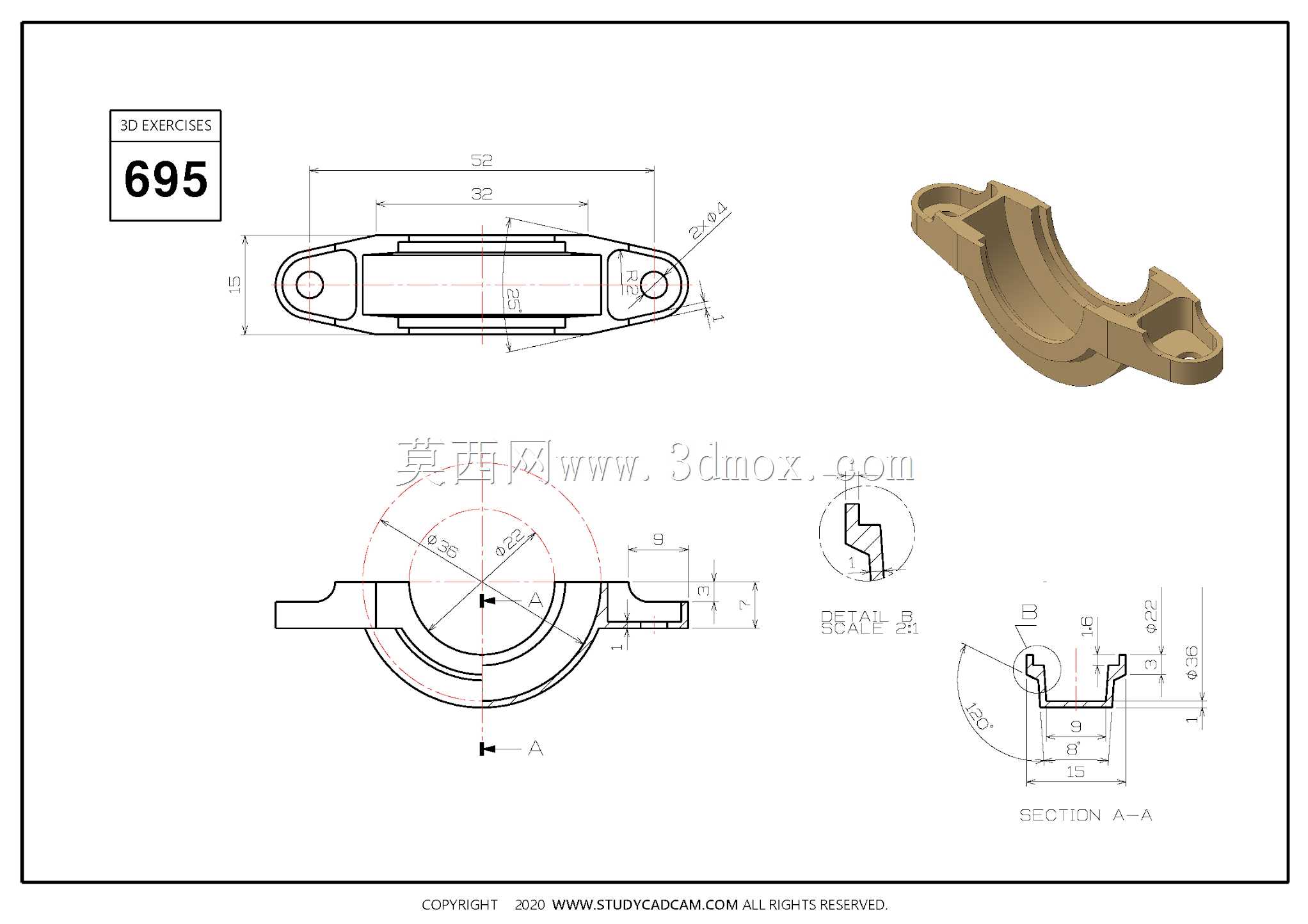 Studycadcam三维CAD练习695/Autodesk Inventor Pro