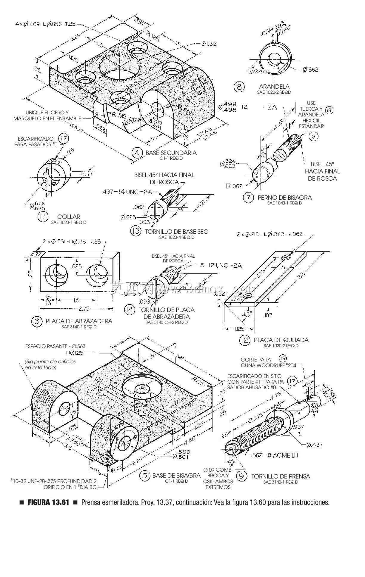 3D CAD基础练习/Grinder Vise/Prensa de Esmeriladora/Autodesk Inventor Pro