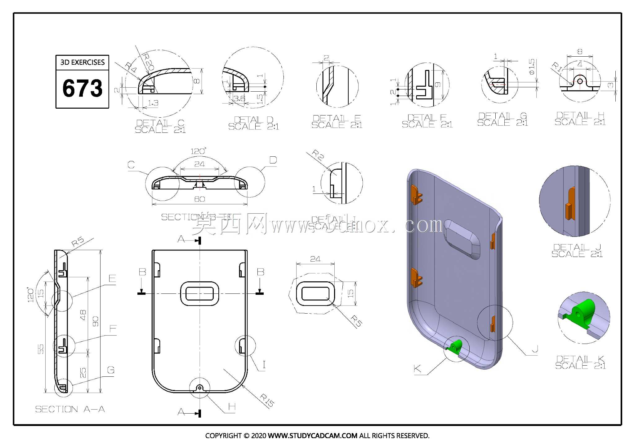 Studycadcam��άCAD��ϰ673/�����ֻ���/Tapa Trasera/Autodesk Inventor Pro