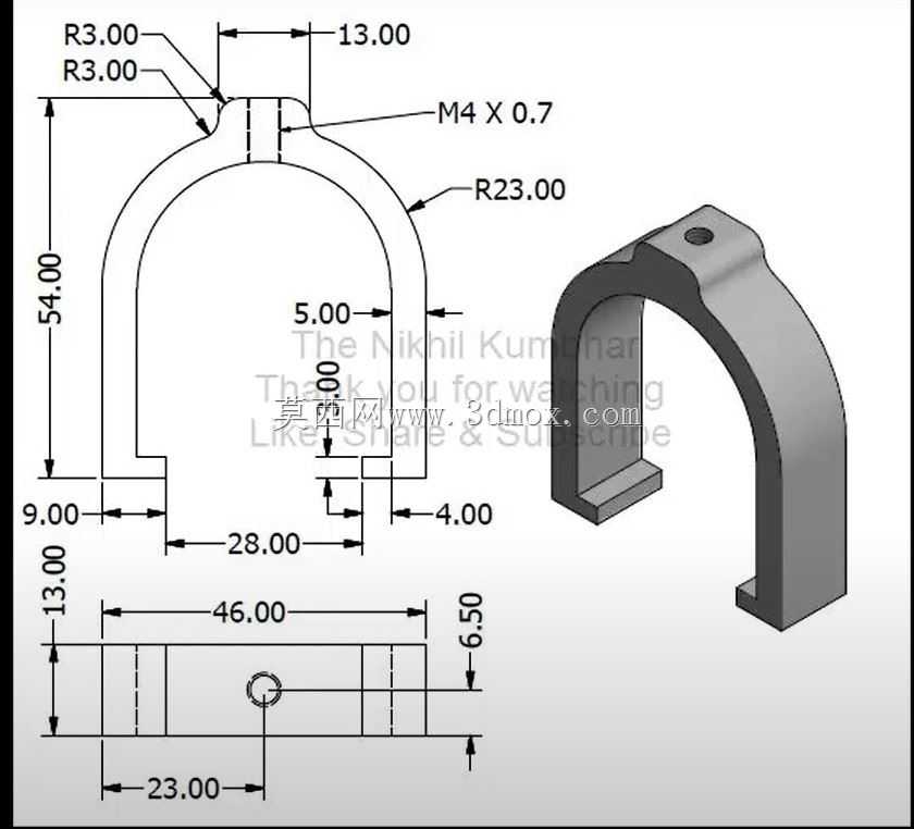 三维CAD基本练习/V块夹/Abrazadera de Bloque V/Autodesk Inventor Pro