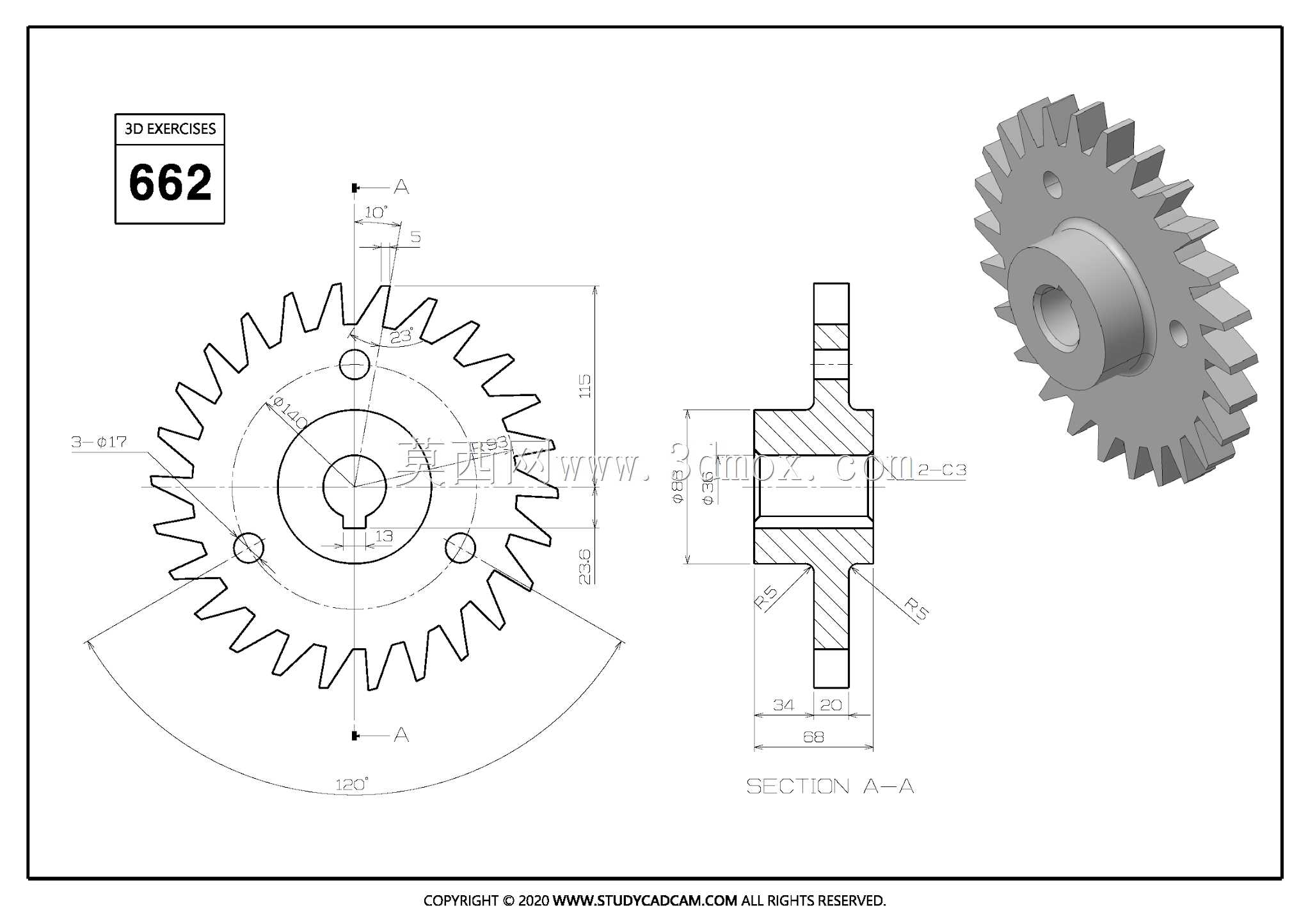 Studycadcam三维CAD练习662/齿轮/工程师/Autodesk Inventor Pro