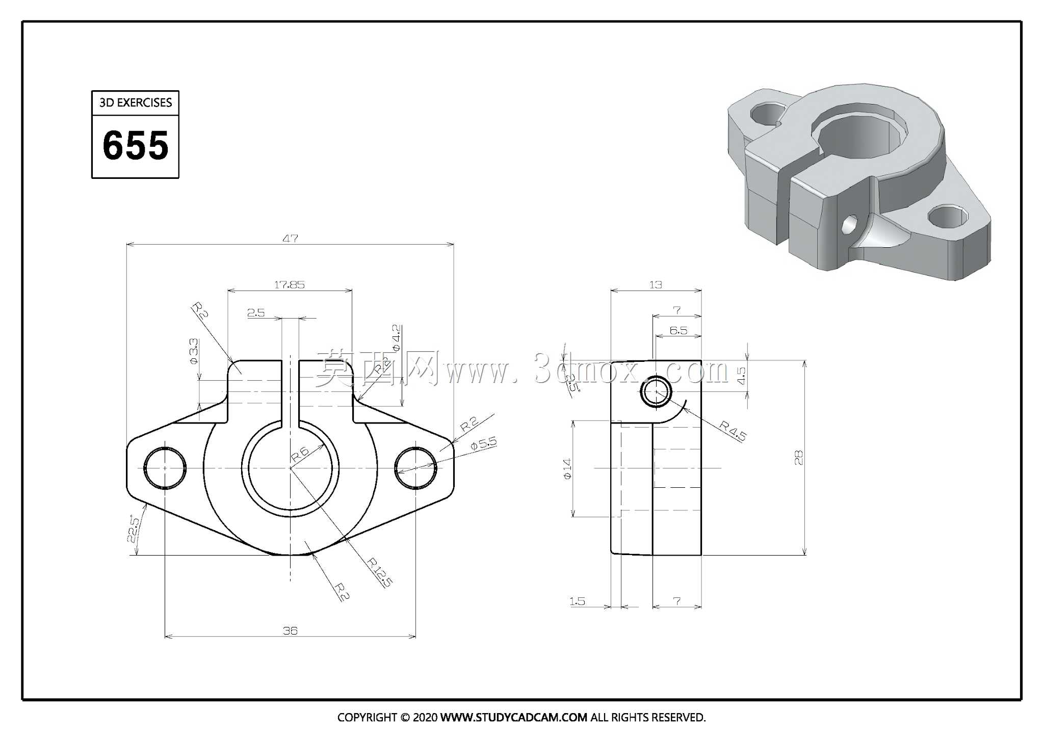 Studycadcam��άCAD��ϰ655/������/Bloque de Apoyo con Brida/Autodesk Inventor Pro