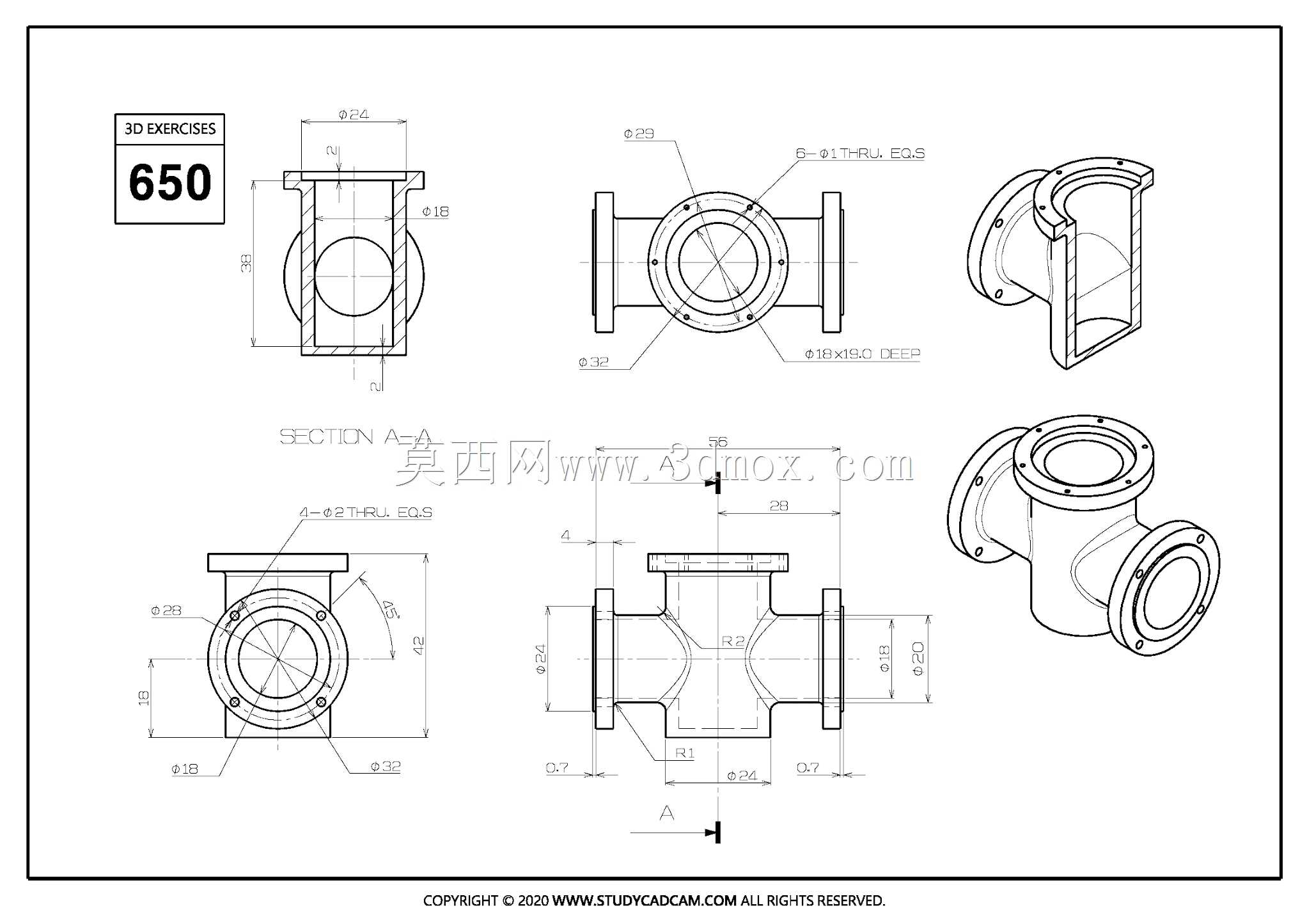 Studycadcam三维CAD练习650/阀体/阀门夹/Autodesk Inventor Pro