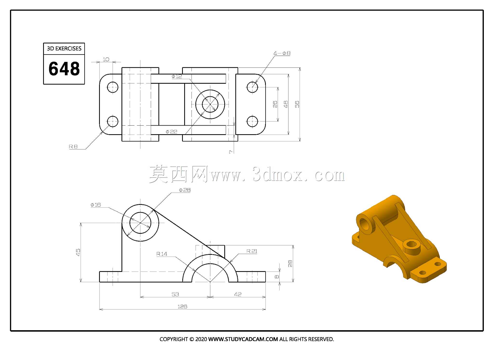 Studycadcam三维CAD练习648/Autodesk Inventor Pro
