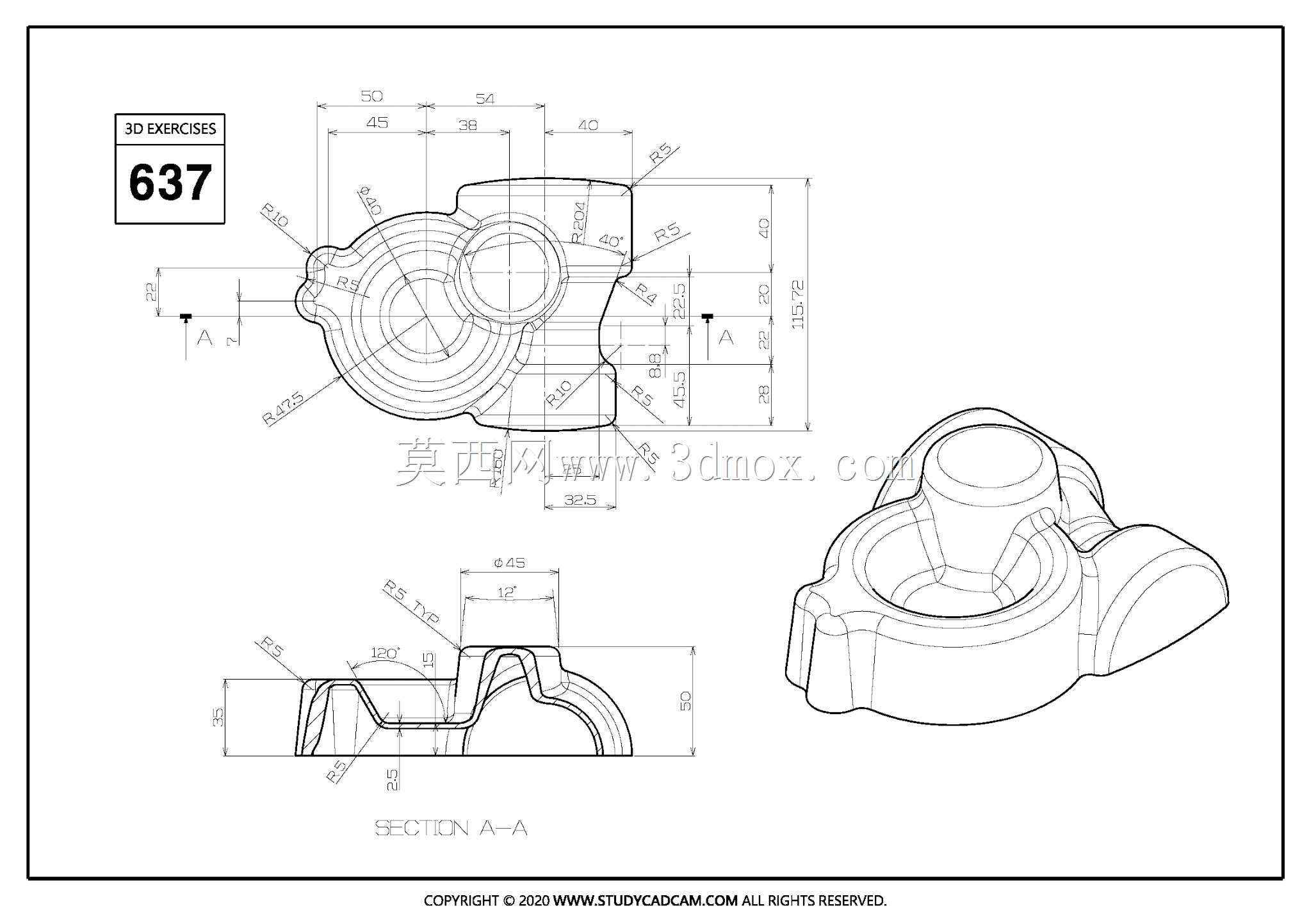 Studycadcam三维CAD练习637/Autodesk Inventor Pro