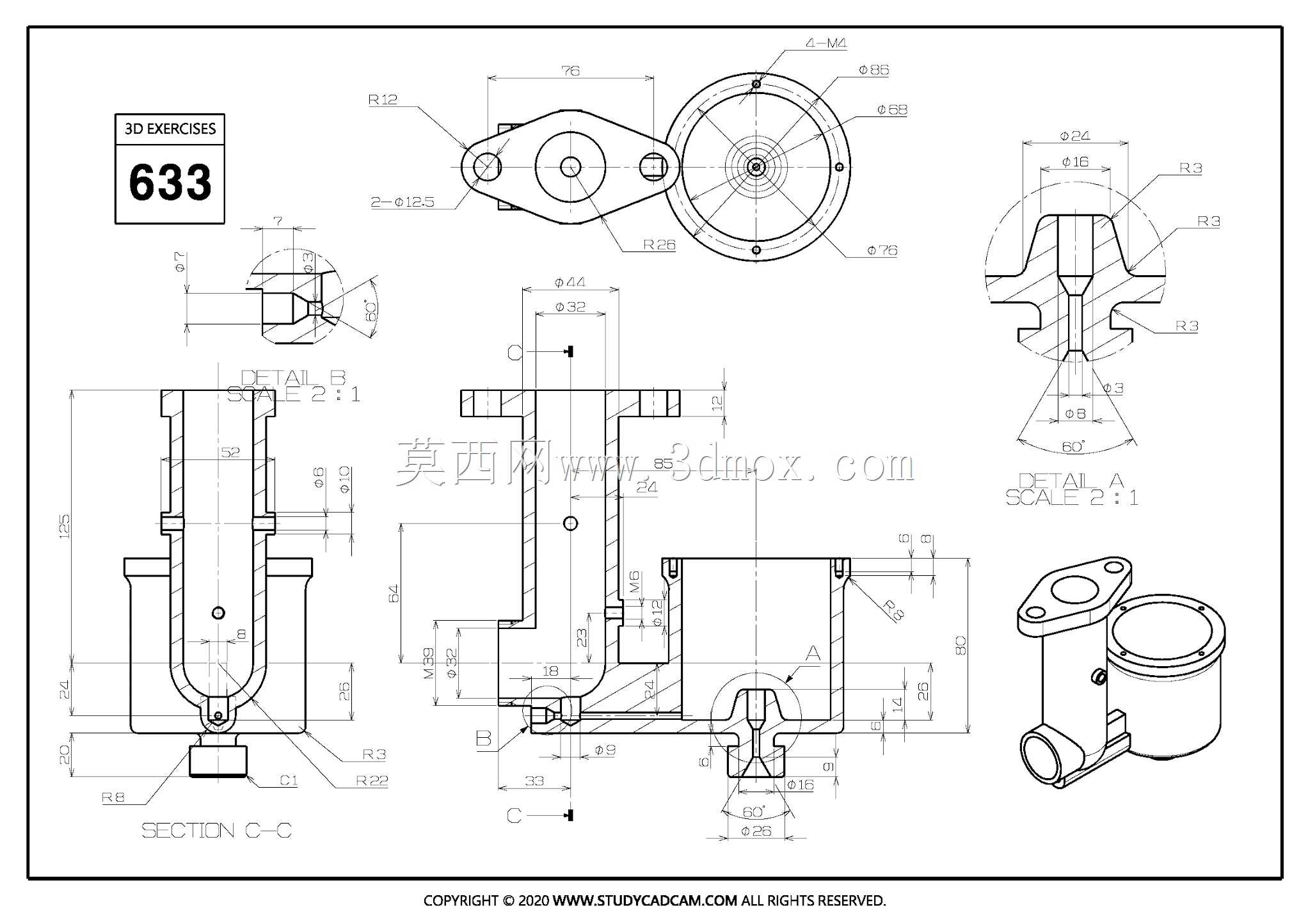 Studycadcam三维CAD练习633/化油器本体/化油器/Autodesk Inventor Pro