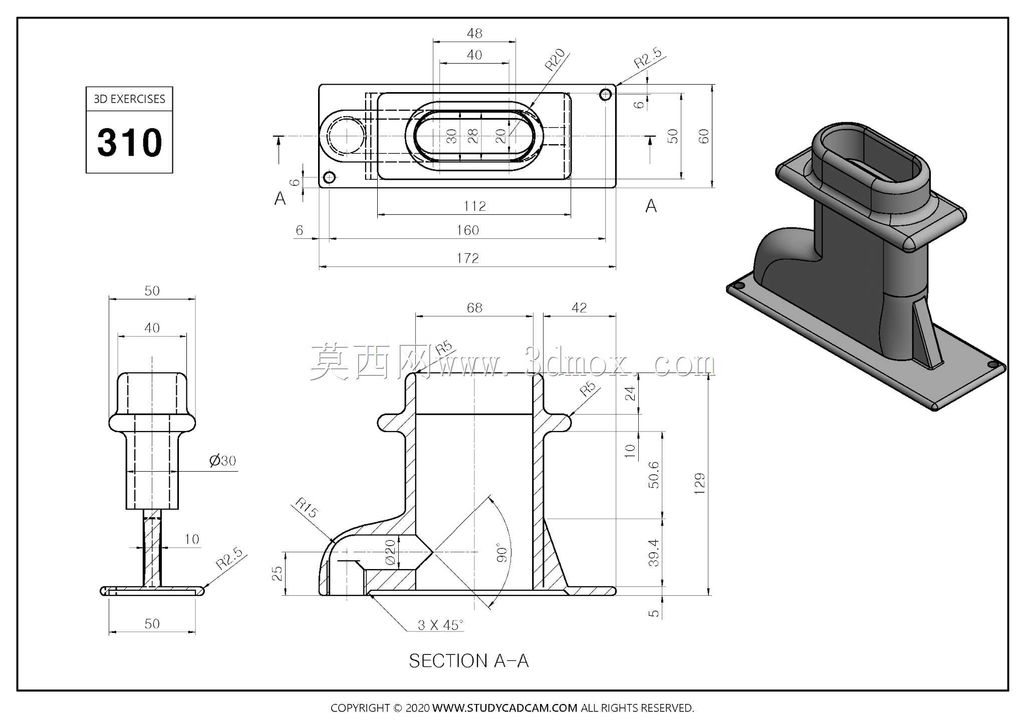 Studycadcam三维CAD练习310/Autodesk Inventor Pro