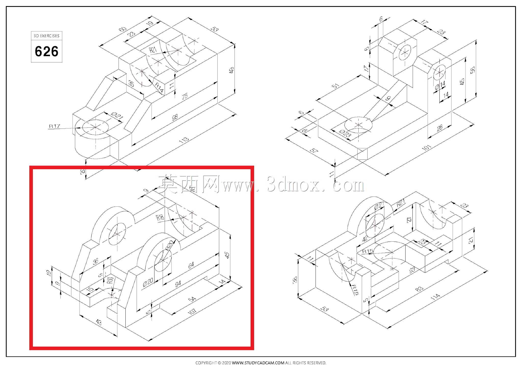 Studycadcam三维CAD练习626 C/Autodesk Inventor Pro
