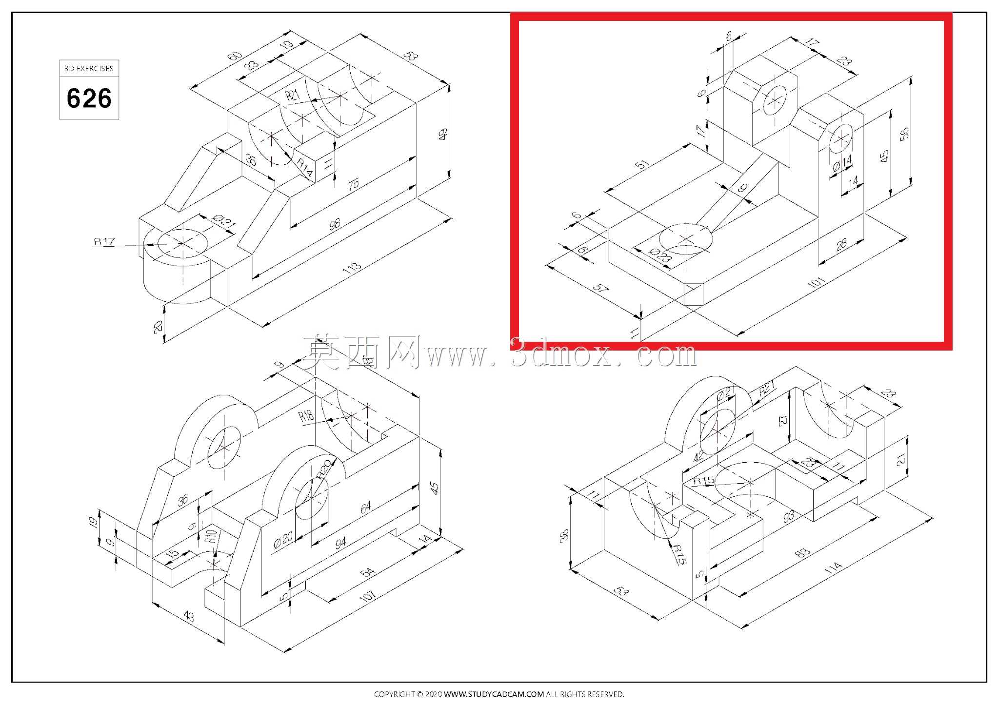 Studycadcam三维CAD练习626 B/Autodesk Inventor Pro