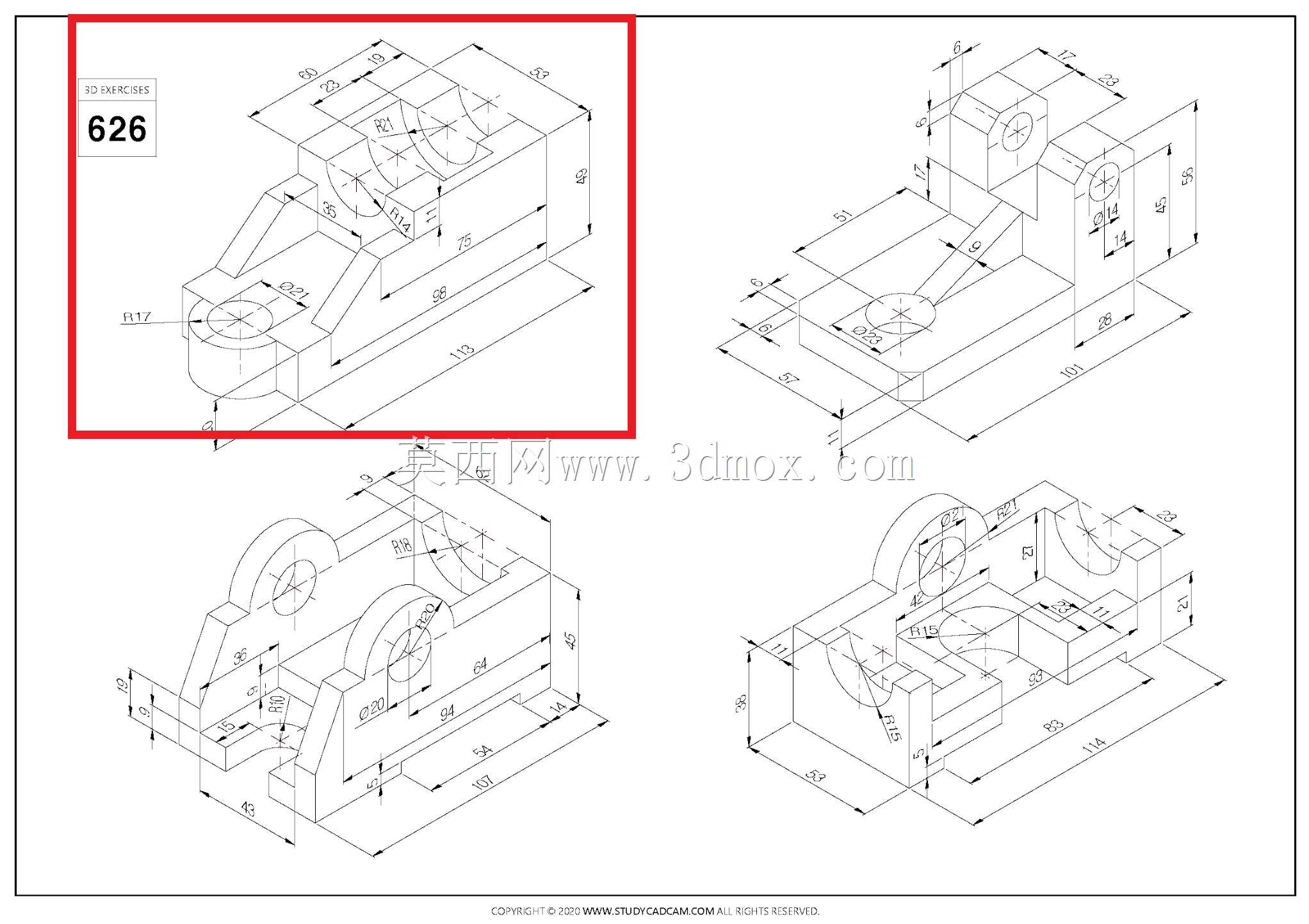 Studycadcam三维CAD练习626 A/Autodesk Inventor Pro