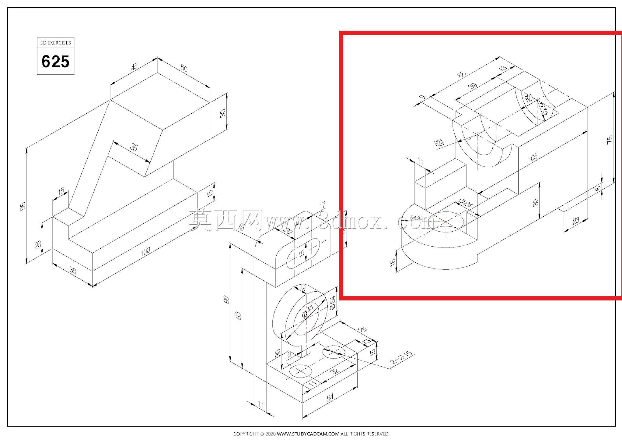 Studycadcam三维CAD练习625 B/Autodesk Inventor Pro
