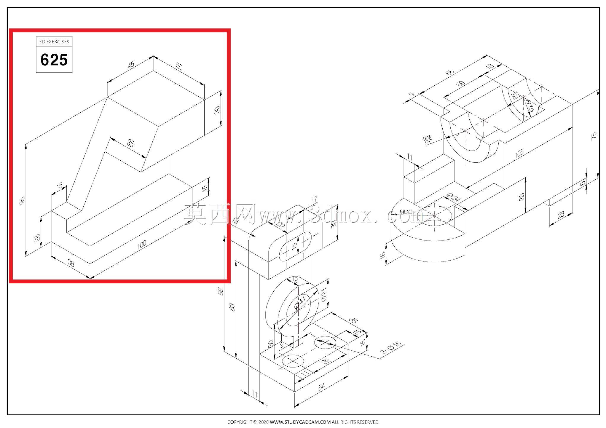 Studycadcam三维CAD练习625 A/Autodesk Inventor Pro