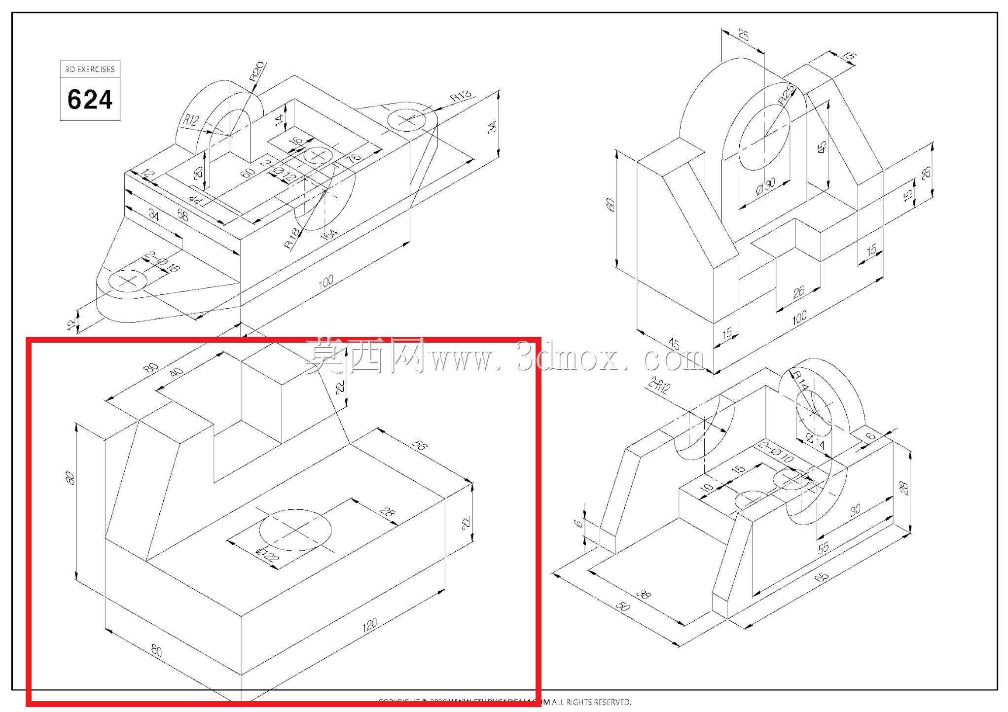 Studycadcam三维CAD练习624 C/Autodesk Inventor Pro