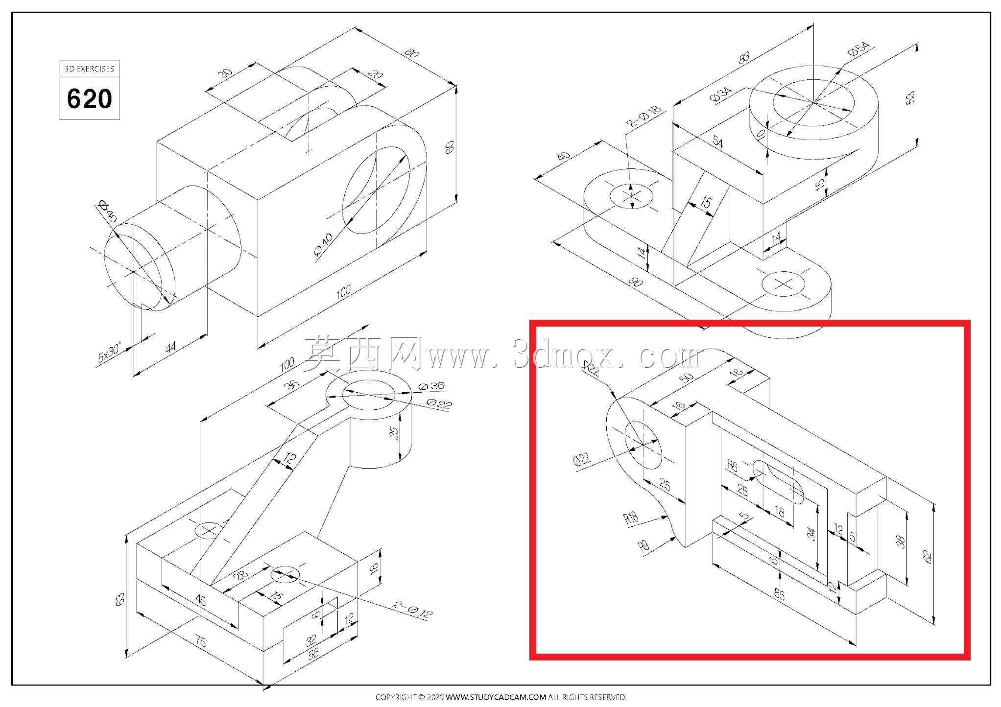 Studycadcam三维CAD练习620 C/Autodesk Inventor Pro