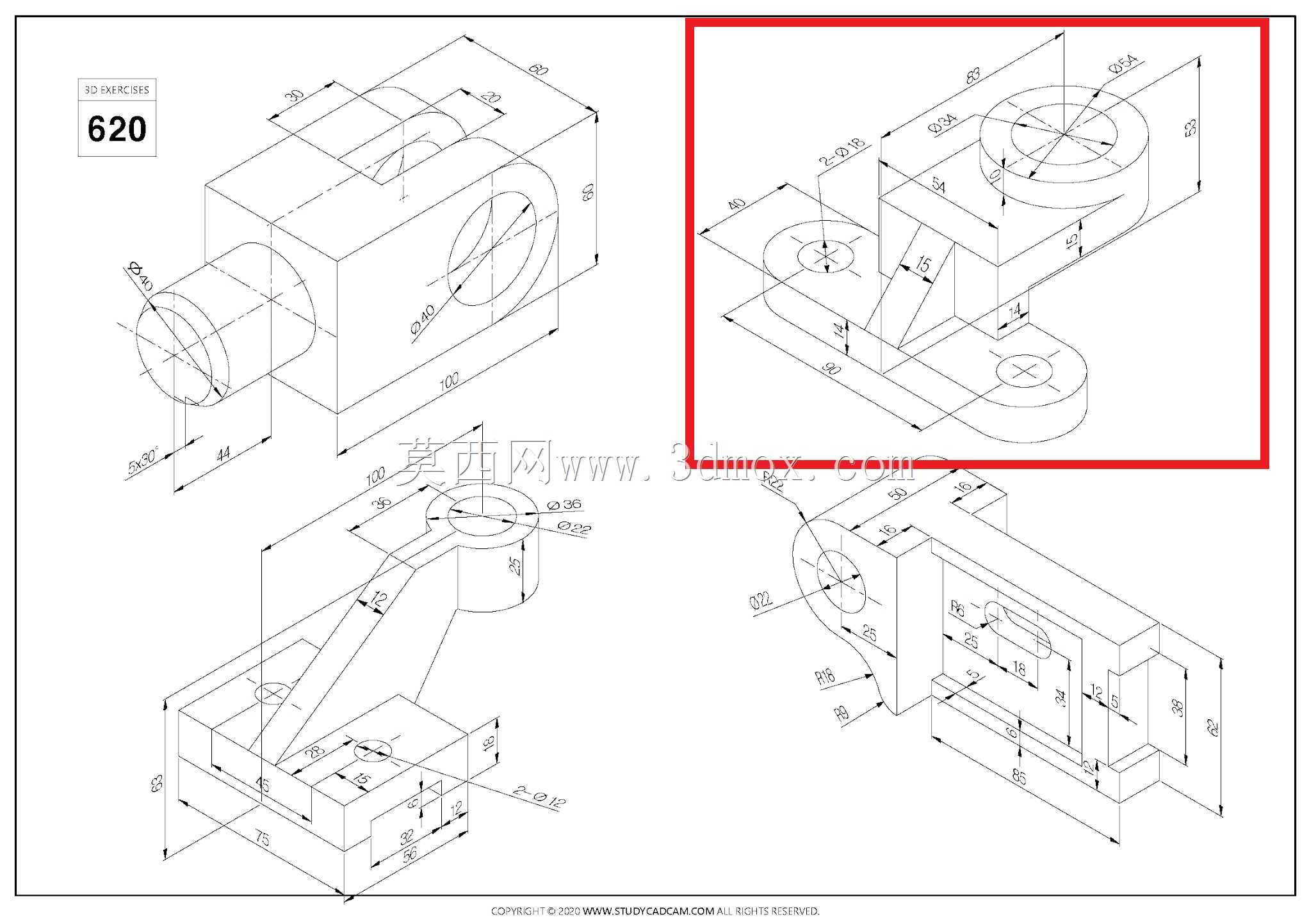 Studycadcam三维CAD练习620 B/Autodesk Inventor Pro
