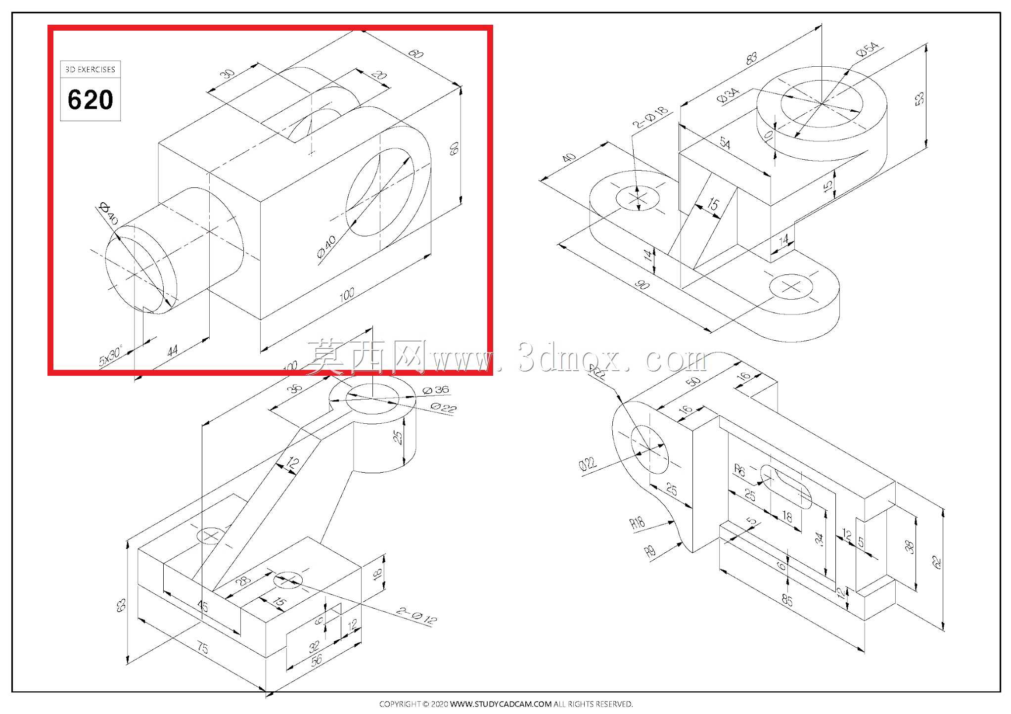 Studycadcam三维CAD练习620 A/Autodesk Inventor Pro