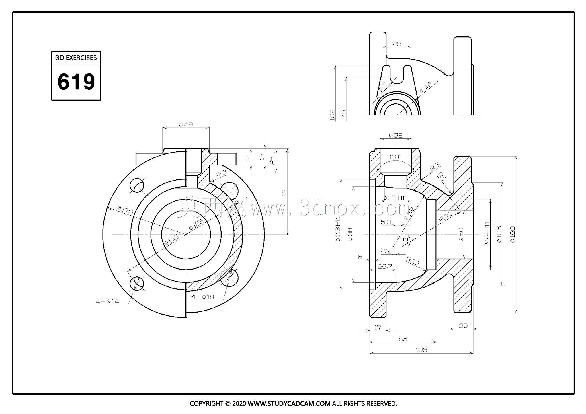 Studycadcam三维CAD练习619/Autodesk Inventor Pro