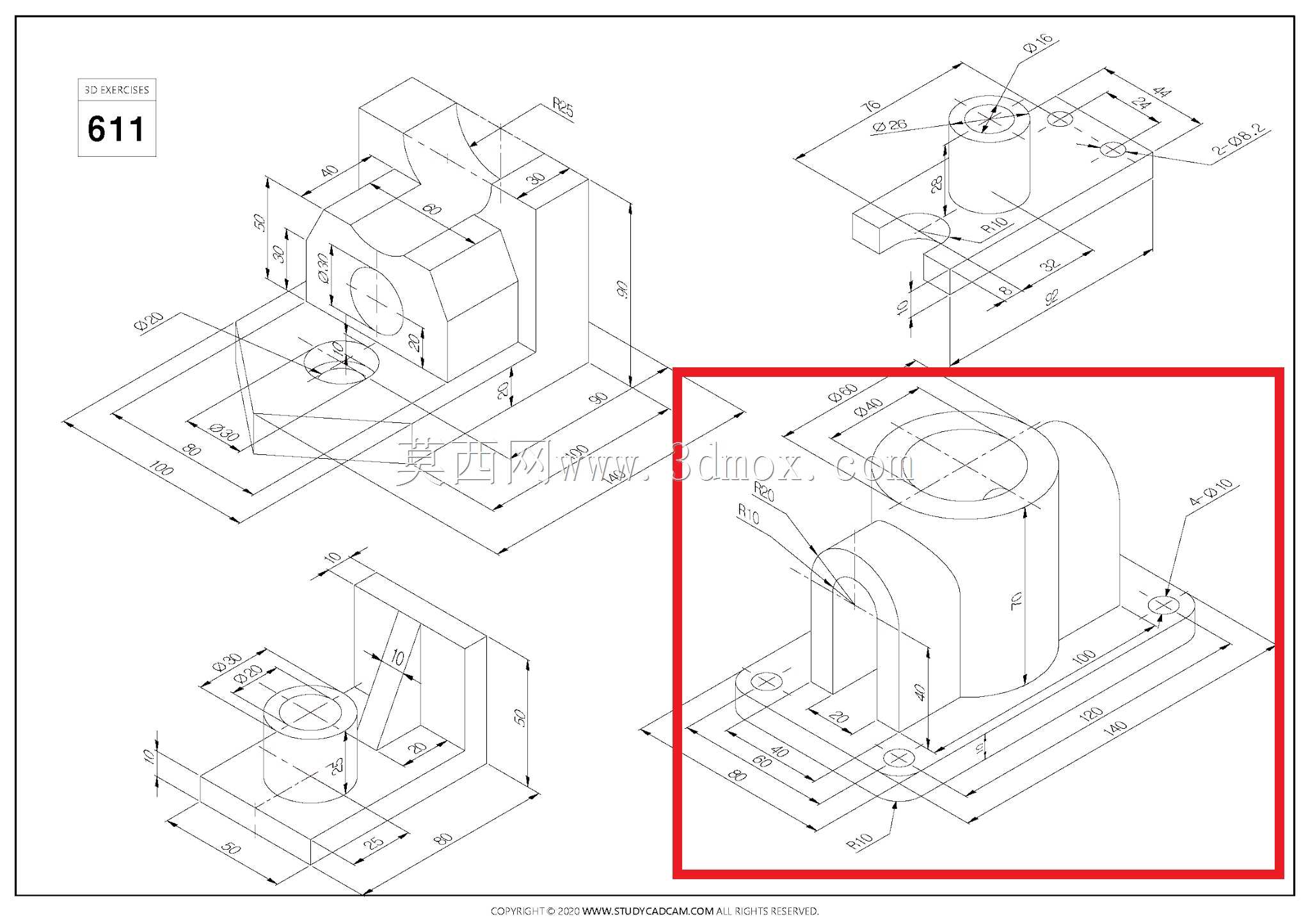 Studycadcam三维CAD练习611 D/Autodesk Inventor Pro