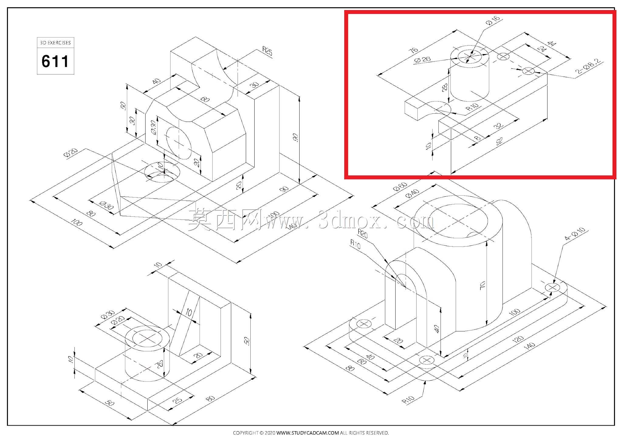 Studycadcam三维CAD练习611 B/Autodesk Inventor Pro