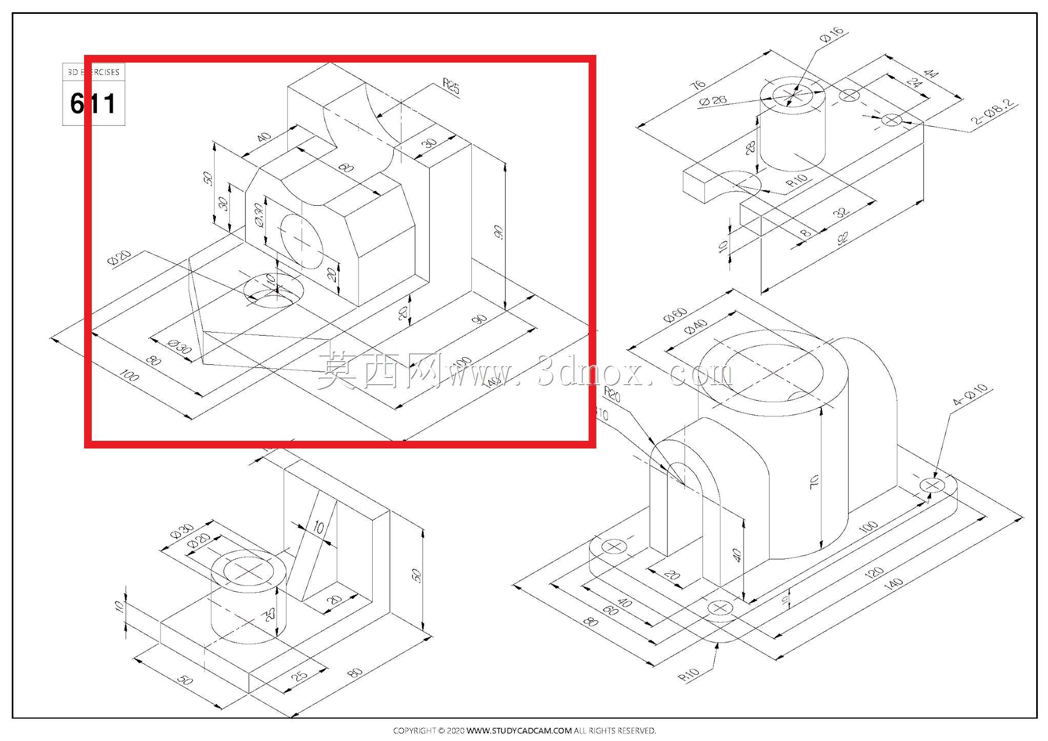 Studycadcam三维CAD练习611 A/Autodesk Inventor Pro
