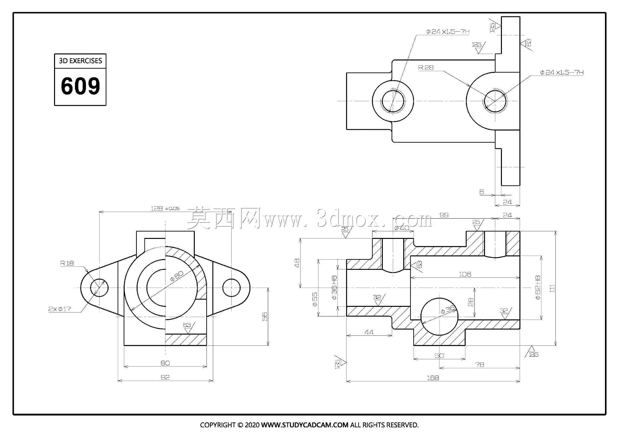 Studycadcam三维CAD练习609/Autodesk Inventor Pro